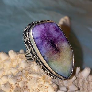 Druzy geode agate slice Handcrafted ring